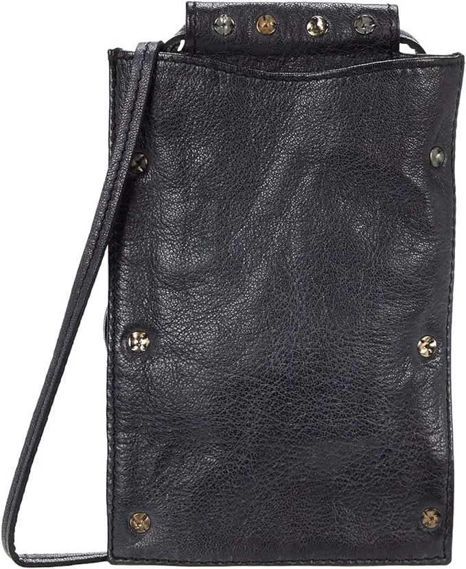 Free People Downtown Leather Lanyard Mini Crossbody Card Holder Black St…