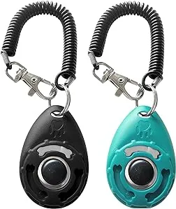 Pet Training Clicker with Wrist Strap - Dog Training Clickers (New Black + Blue)