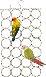 Wontee Bird Rope Climbing Ladder Parrot Hanging Swing Perch for Parakeets Cockatiels Conures Lovebirds Rats (Random Color)