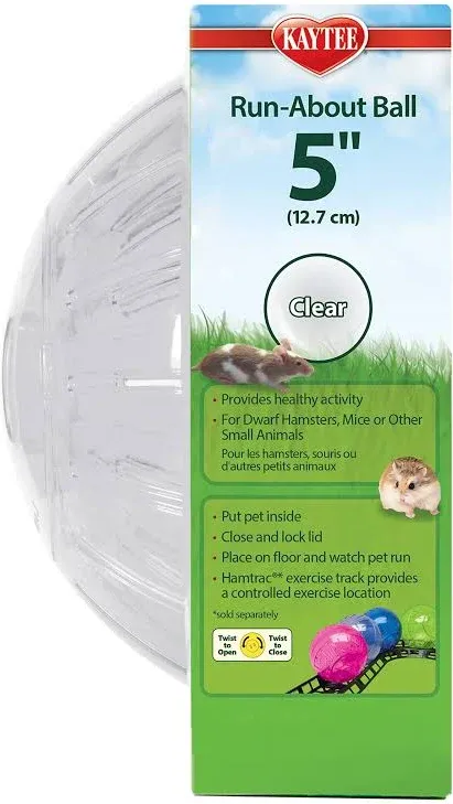 Kaytee 5" Clear Run-About Exercise Ball For Pet Dwarf Hamsters & Mice