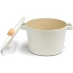 Fika NEOFLAM FIKA Deep Stock Pot for Stovetops and Induction | Glass Lid with Wood Knob | Made in Korea (8.7in / 4.9qt)