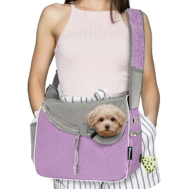 PetAmi Small Dog Sling Carrier Softsided Crossbody Puppy Carrying Purse Bag Adjustable Sling Pet Pouch to Wear Medium Dog Cat