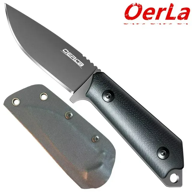 OERLA TAC Knives OLF-1009 Fixed Blade Outdoor Camping Hunting Field Knife 420HC Stainless Steel with Black G10 Handle Waist Clip EDC Kydex Sheath