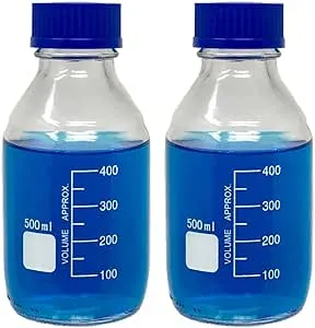 500ml Glass Round Media Storage Bottles with GL45 Screw Cap, Borosilicate Glass, Karter Scientific 251M8 (Pack of 2)