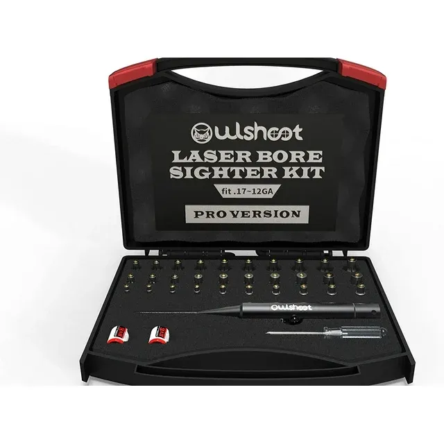 Professional Laser Bore Sight Kit Multiple Caliber, Upgraded Green Bore Sighter with 30 Adapters Button Switch Perfectly Choice for.17 to 12GA Rifles Pistols, Provides Powerful Support for Hunting.