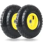 AR-PRO (2 Pack) 4.10/3.50-4 Tire and Wheel, Replacement 10-Inch Pneumatic Tire with 5/8' Bearings and 2.2' Offset Hub, Compatible with Hand Truck, WH