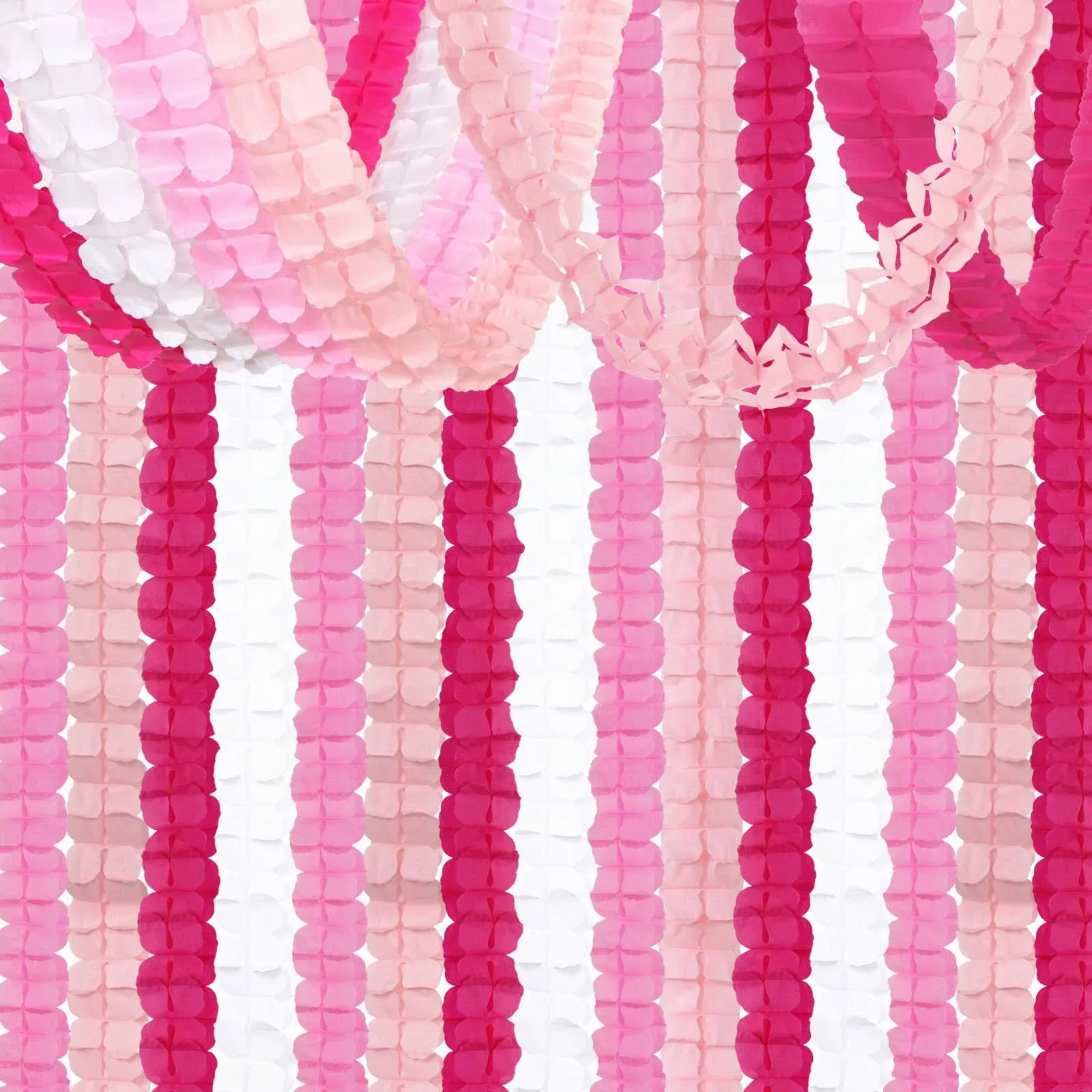 Rose-Red Pink White Party-Decorations Streamers Garland - 157Ft Valentines Day Four-Leaf Clover Hanging Banner,Wedding Girl Birthday Baby Bridal Shower Engagement Bachelorette Decor Hugtmr