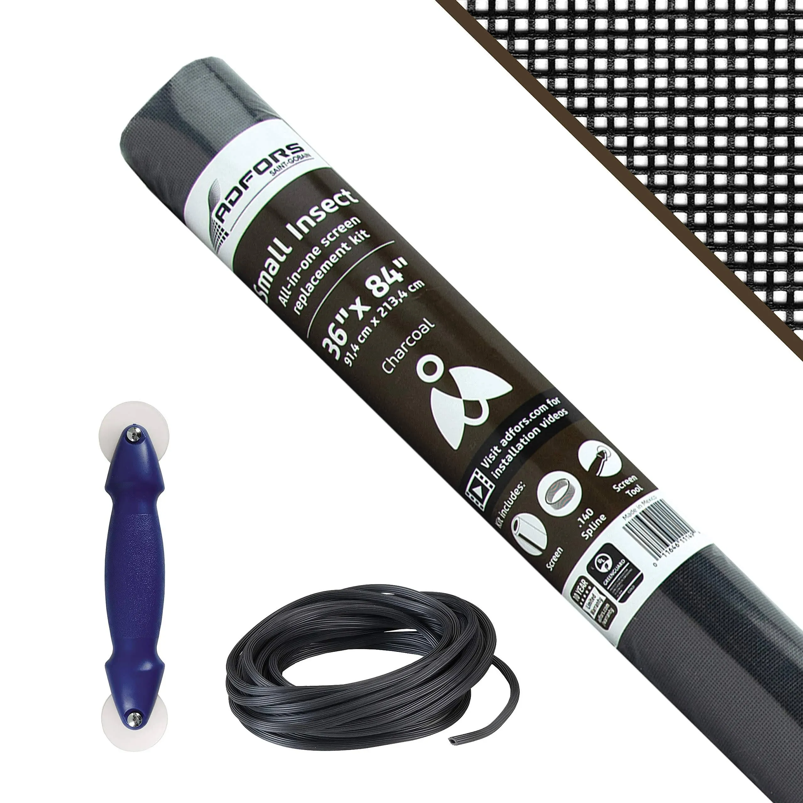 Small Insect Screen Repair Kit for Window &amp; Door, 36x84 in fiberglass screen