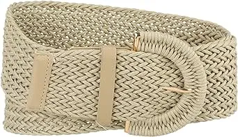 Allegra K Womens Wide Woven Waist Belts Braided Belts for Dress Chunky Buckle