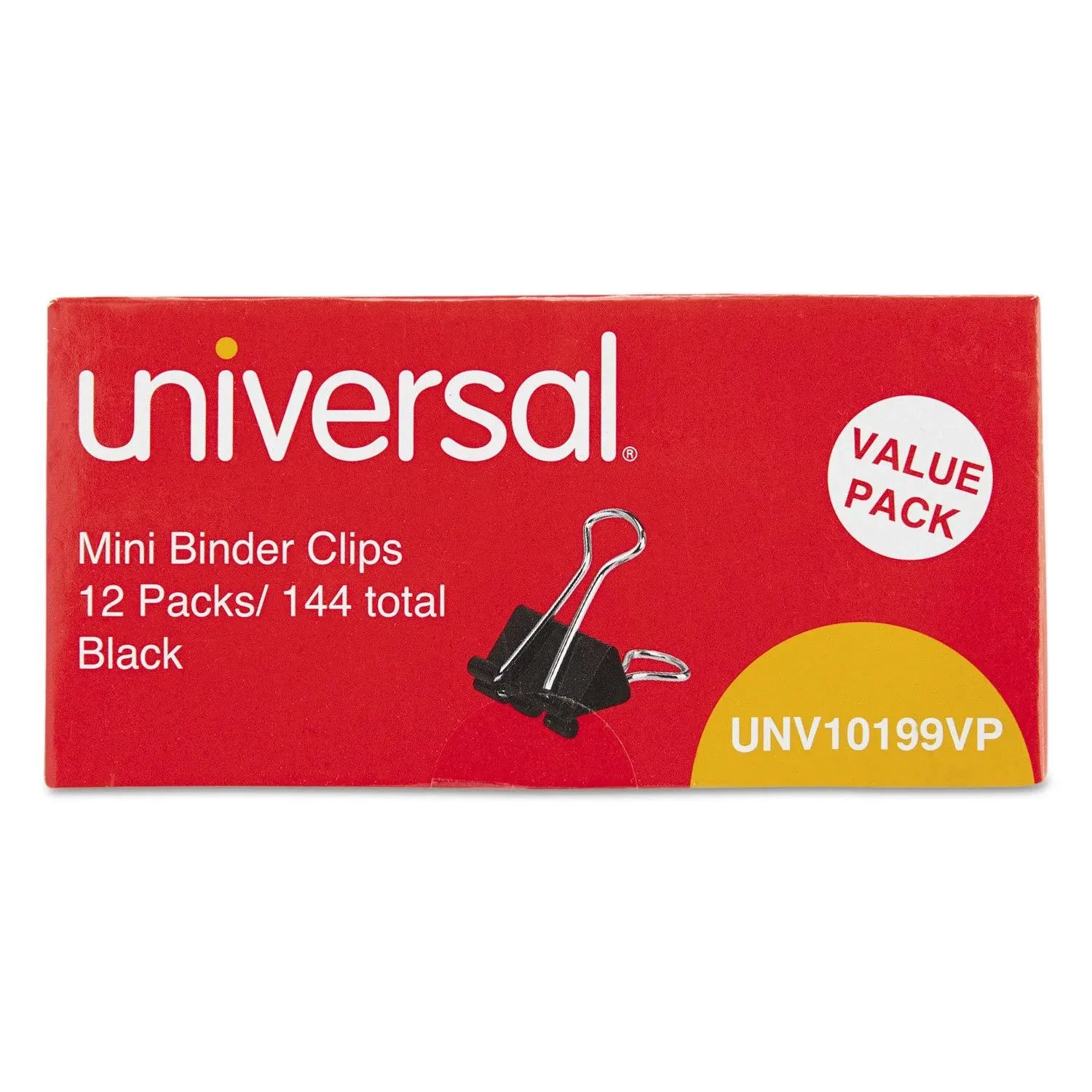 Universal Binder Clips in Zip-Seal Bag, Mini, Black/Silver, 144/Pack