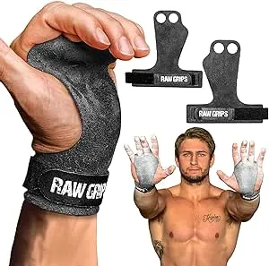 JerkFit Raw Grips 3.0, 2 Finger Leather Gymnastics Grips - Pull Up Grips for Cross Training Hand Protection - Hand Grips for Gymnastics Bars, Palm Guards for Athletes to Prevent Rips and Blisters