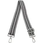 ZANQANO Purse Strap Replacement Crossbody Bag Women Wide Adjustable Jacquard Woven Handbag Straps (Diagonal, Silver Hardware)