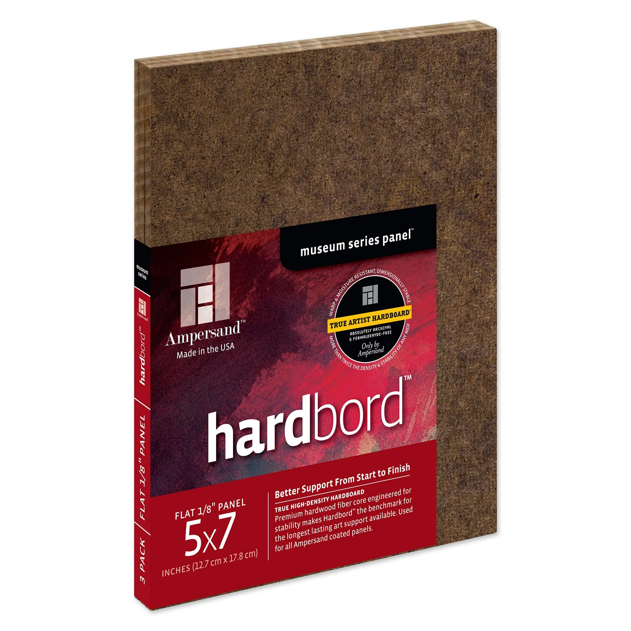 Hardboard Wood Painting Panel Museum Series Hardbord 1/8 Inch Depth 5x7 3 Pack