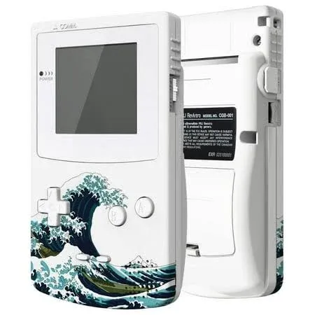 IPS Ready Upgraded eXtremeRate The Great Wave Replacement Shell Full Housing & White Screen Lens for Gameboy Color – Fit for GBC OSD IPS & Regular IPS & Standard LCD – Console & IPS Screen Without