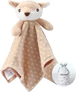 CREVENT Cozy Plush Baby Security Blanket, Loveys for Baby Girls and Boys, Birthday (Brown Deer)