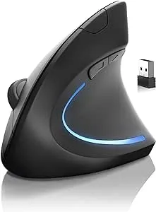 BOMENYA Ergonomic Mouse, Ergo Mouse Wireless 2.4GHz, Vertical Mouse for Carpal Tunnel Right Hand, Silent Mouse for Laptop, PC, Computer, 800/1200/1600 DPI, 6 Buttons, Cordless, USB Receiver(Battery)