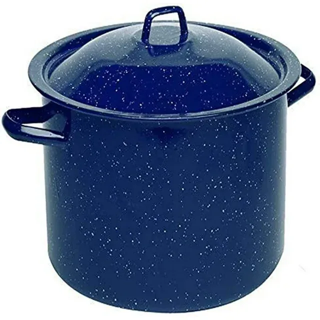 IMUSA USA Blue Speckled Enamel Stock Pot with Lid 6-Quart