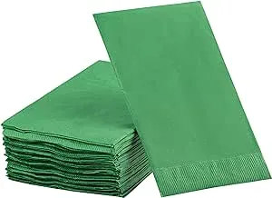 Dinner Napkins Disposable Guest Towels, Green Beverage Napkins Soft and Absorbent Paper Napkins Dinner Size for Party, Wedding, 8” x 4.5” 2 Ply Party Napkins, Pack of 40 - by Amcrate