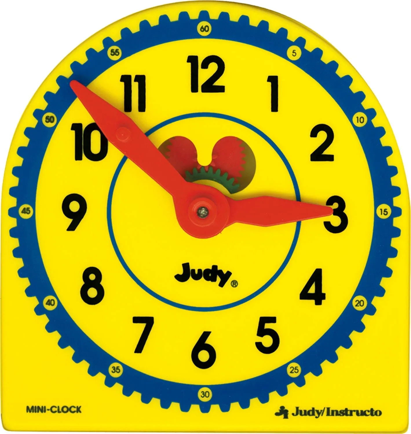 Carson Dellosa Education Carson Dellosa Mini Judy Clock Set—5" x 5" Plastic Mini Clocks for Kids with Colorful Movable Gears, Minute and Hour Hands for Practice Telling Time (6 pc)