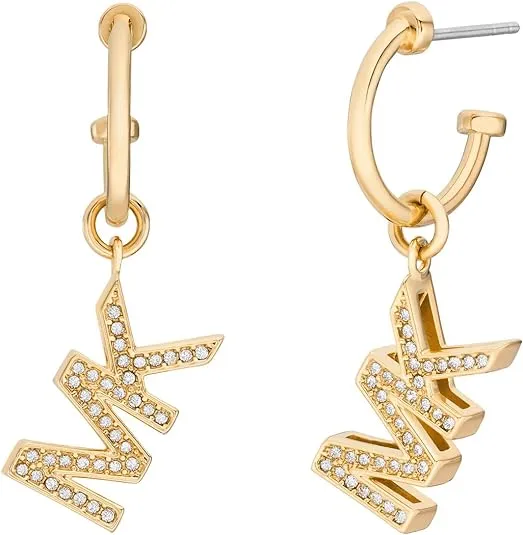 MK Logo Dangle Earrings in Gold mkj8008710