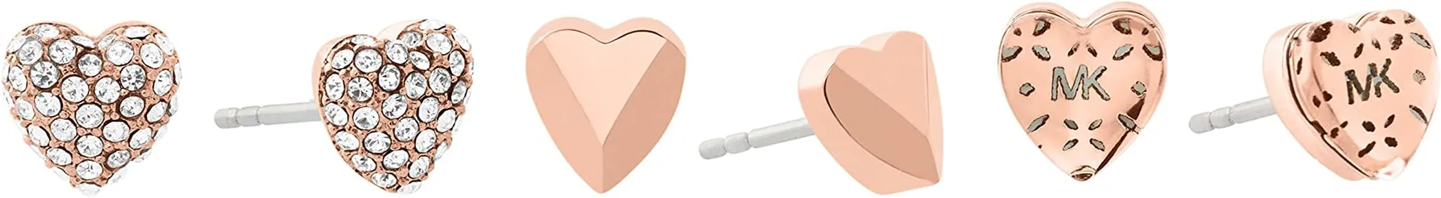 Michael Kors Rose Gold-tone 2-pc. Set Pavé Heart Stud Earrings