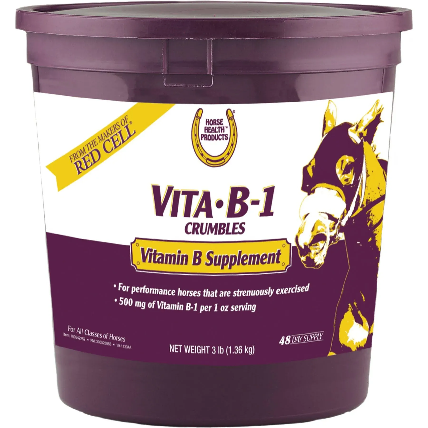 Horse Health Vita B-12 Crumbles Supplement for Horses, Supports red Blood Cell Production for Peak Performance, 3 pounds, 48 Day Supply