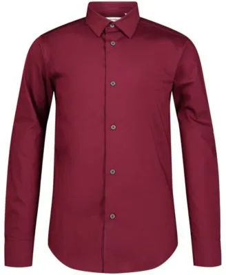 Calvin Klein Boys' Long Sleeve Slim Fit Dress Shirt, Style with Buttoned Cuffs & Shirttail Hem