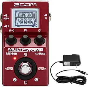 Zoom MS-60B MultiStomp Bass Pedal with Pig Hog PP9V Pig Power 9V DC 1000mA Power Supply