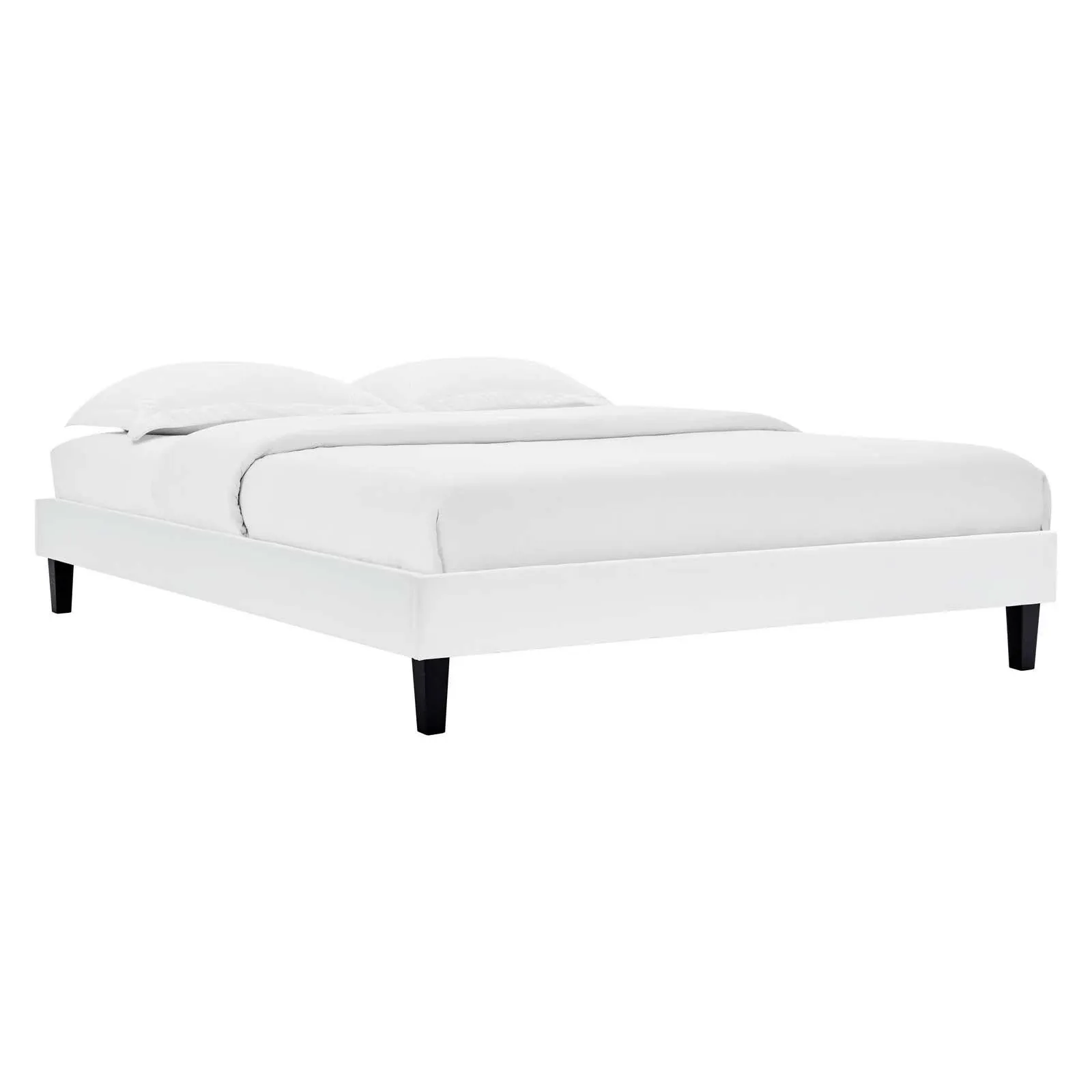 Reign King Performance Velvet Platform Bed Frame White MOD-6267-WHI