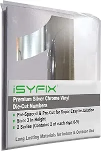 Isyfix Silver Chrome Vinyl Numbers Stickers 3 inch Self Adhesive (2 Sets) Premium ...