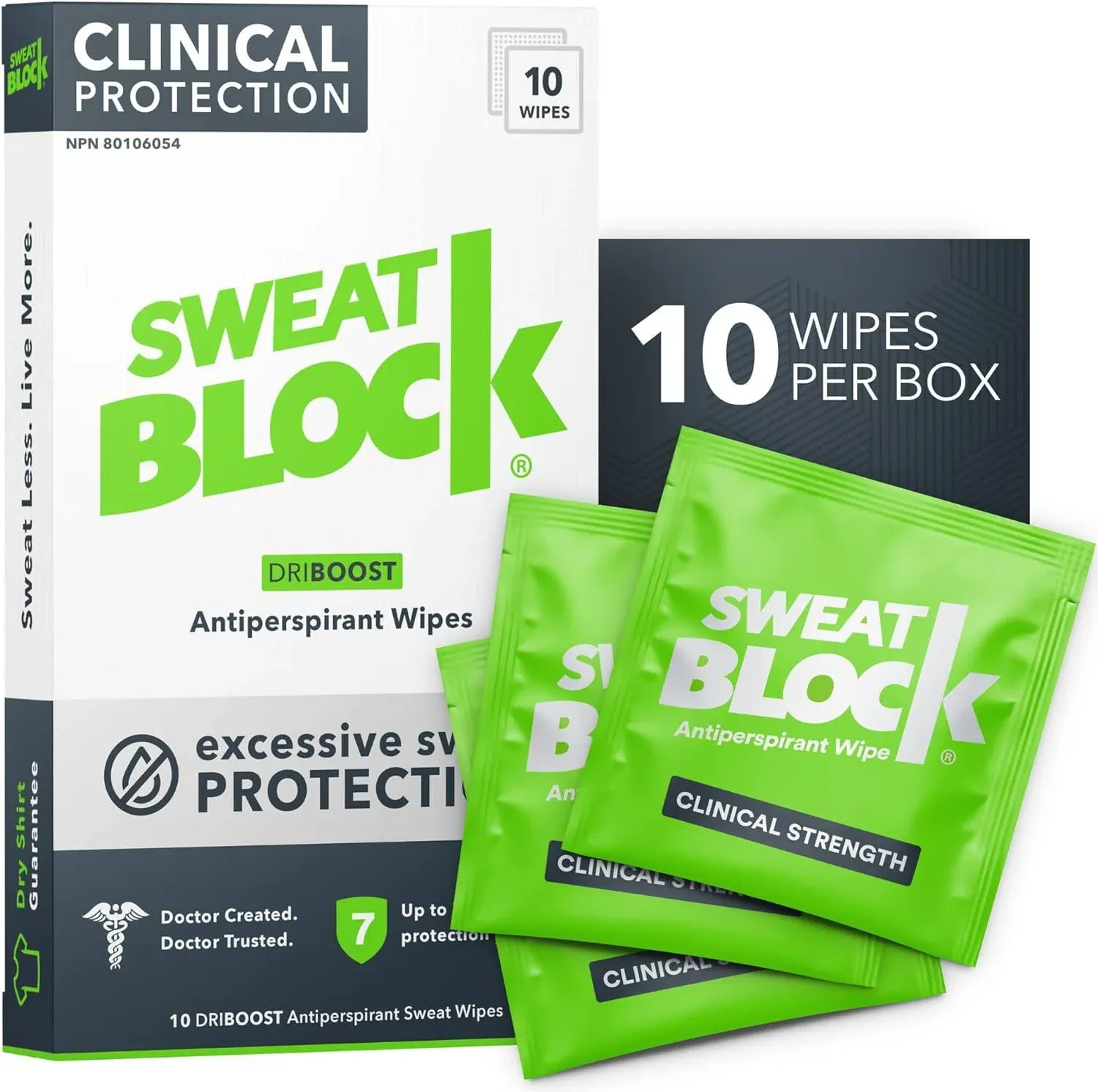 SweatBlock Max Clinical Antiperspirant Wipes - 2 Pack (20 Wipes)