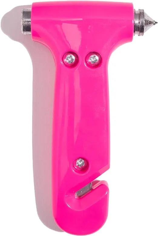 Super-Cute Safety Hammer - Emergency Automotive Escape Hammer Tool, Seat Belt Cutter & Car Window Break Tool - Pink, 1 Count