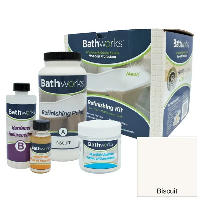 Bathworks Bathtub Refinishing Kit Standard 22 oz. Tub & Tile w/Non-Slip Protection Biscuit