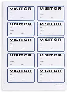 Blue Summit Supplies Visitor Badge Log Book with Duplicate Record, 250 Stickers per Pack, School Visitor Stickers, Guest Badge Book, Visitor Log Book