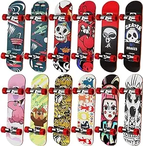 Finger Skateboards for Kids Set of 12, Mini Skateboard Fingerboards 12 Pieces Finger Toys Pack, Gifts for Kids Children Finger Skater