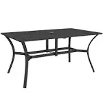 Black Square Metal Outdoor Patio Dining Table with Umbrella Hole