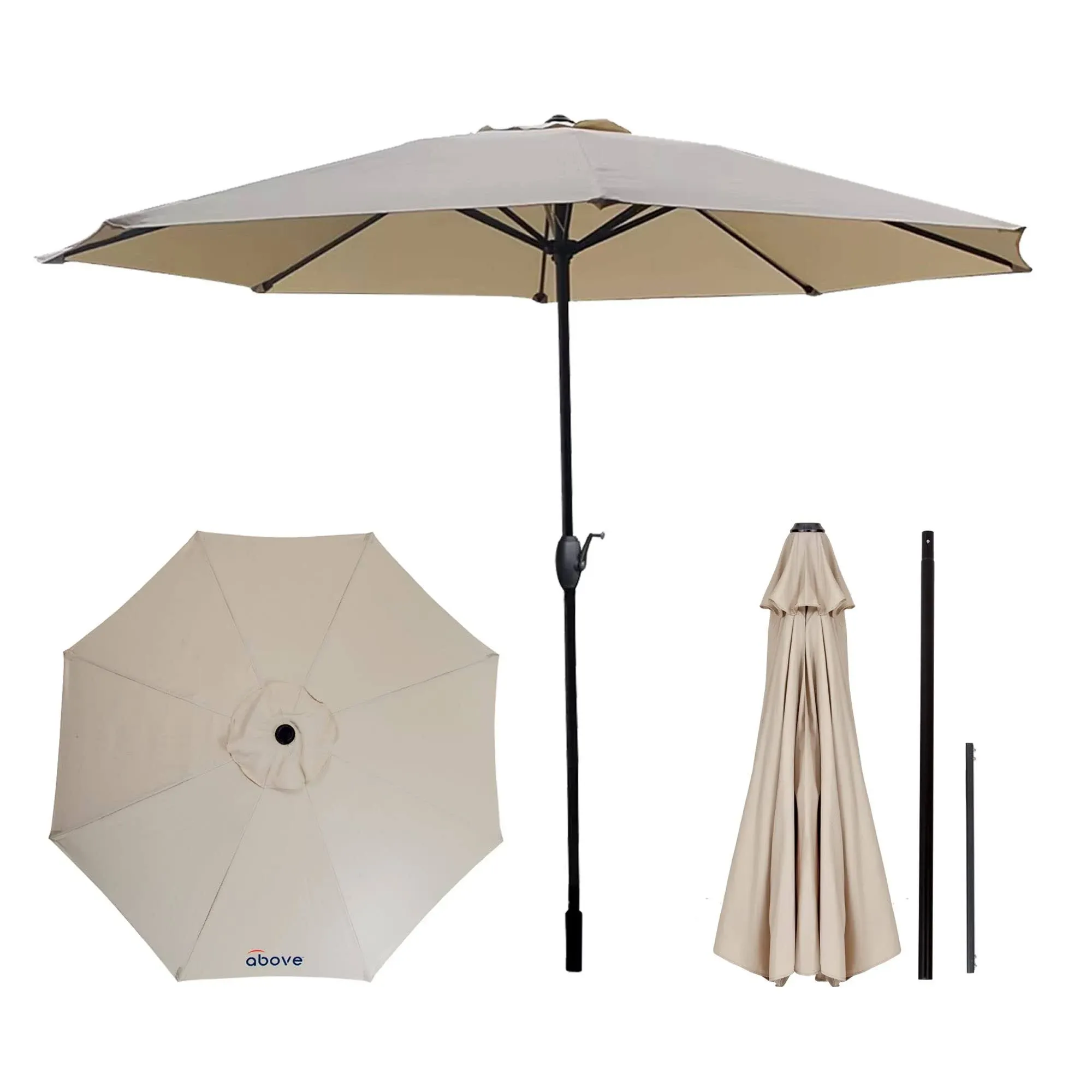 Above 9-ft Steel Beige Market Patio Umbrella Lowes.com