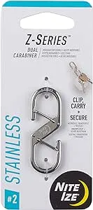 Nite Ize Z-Series Dual Carabiner, Double Gated Stainless Steel Clip