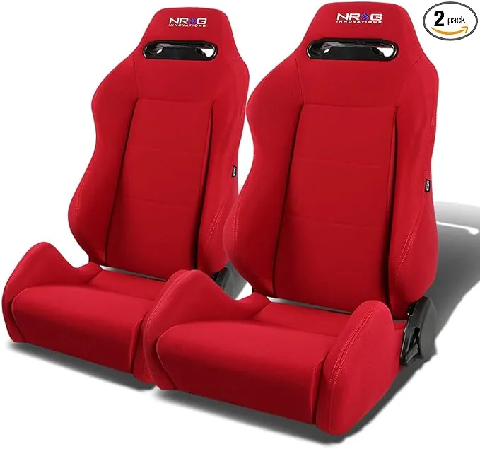 NRG Innovations NRG Rsc-220-nrg Pair of Type-R Universal Racing Seat with Red Stich and NRG Logo, 33 (H) x 22 (W) x 21.5 (D) Inches, Driver and PASSEN