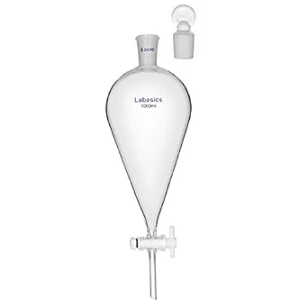 Labasics Borosilicate Glass Conical Separatory Funnel with PTFE Stopcock