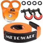 METOWARE Off-Road Recovery Kit - 10 Ton Heavy Duty Winch Snatch Block Pulley