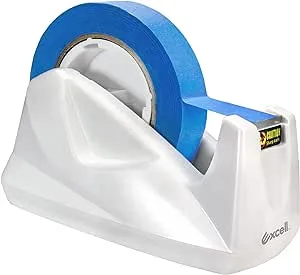 Excell Premium Dualcore Desktop Tape Dispenser (1" + 3" core) with Sand Weighted Base, White Desk Tape Dispensers Use for Office, Gift Store and Wrapping Purpose