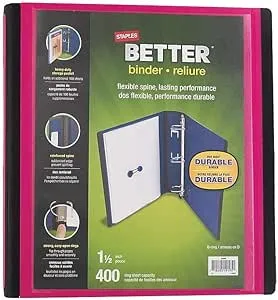 Staples 651746 1.5-Inch 3-Ring Better Binder Pink (13569-Cc)