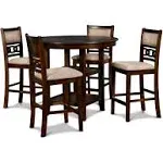 New Classic Furniture Gia 5-Piece Round Counter Height Set with 1 Dining Table and 4 Chairs, 42.25", Cherry