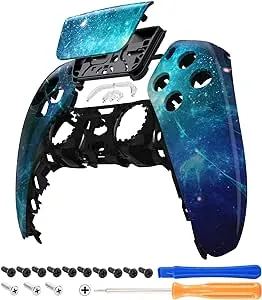 eXtremeRate Blue Nebula Touchpad Front Top Shell Compatible with ps5 Controller BDM-010 020 030 040 050, DIY Replacement Shell Custom Touch Pad Cover Compatible with ps5 Controller