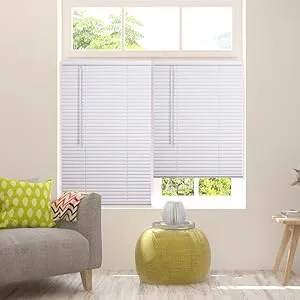 LOTUS & WINDOWARE Cordless Mini Blind, 1" Vinyl Slats, 30" Wide x 72" Long - White, Window Blinds for Home and Office, Interior Door Blinds - Light Filtering