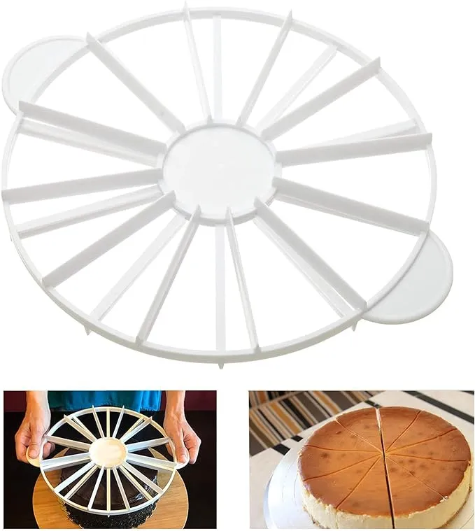 Round Cake Slice & Pie Slicer Marker, Cake Divider, Cheesecake Cutter, Double Sided Cake Portion Marker, 10 or 12 Slices-Works for Cakes Up To 16-Inches Diameter