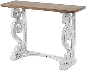 LuxenHome White and Natural Wood Rustic Vintage Console and Entry Table