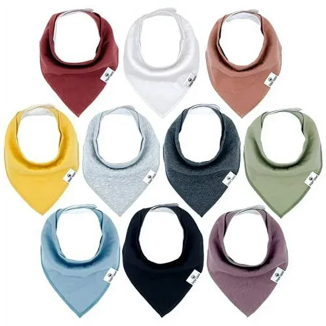 DiaperSquad's 10-Pack Baby Bibs for Drooling and Teething, Bibs for Boys, Baby Girl - Solid Cotton Baby Drool Bibs