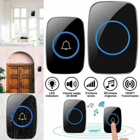 Wireless Doorbell, 1000ft Range Loud Enough with 5 Volume Levels and Mute Mode ...